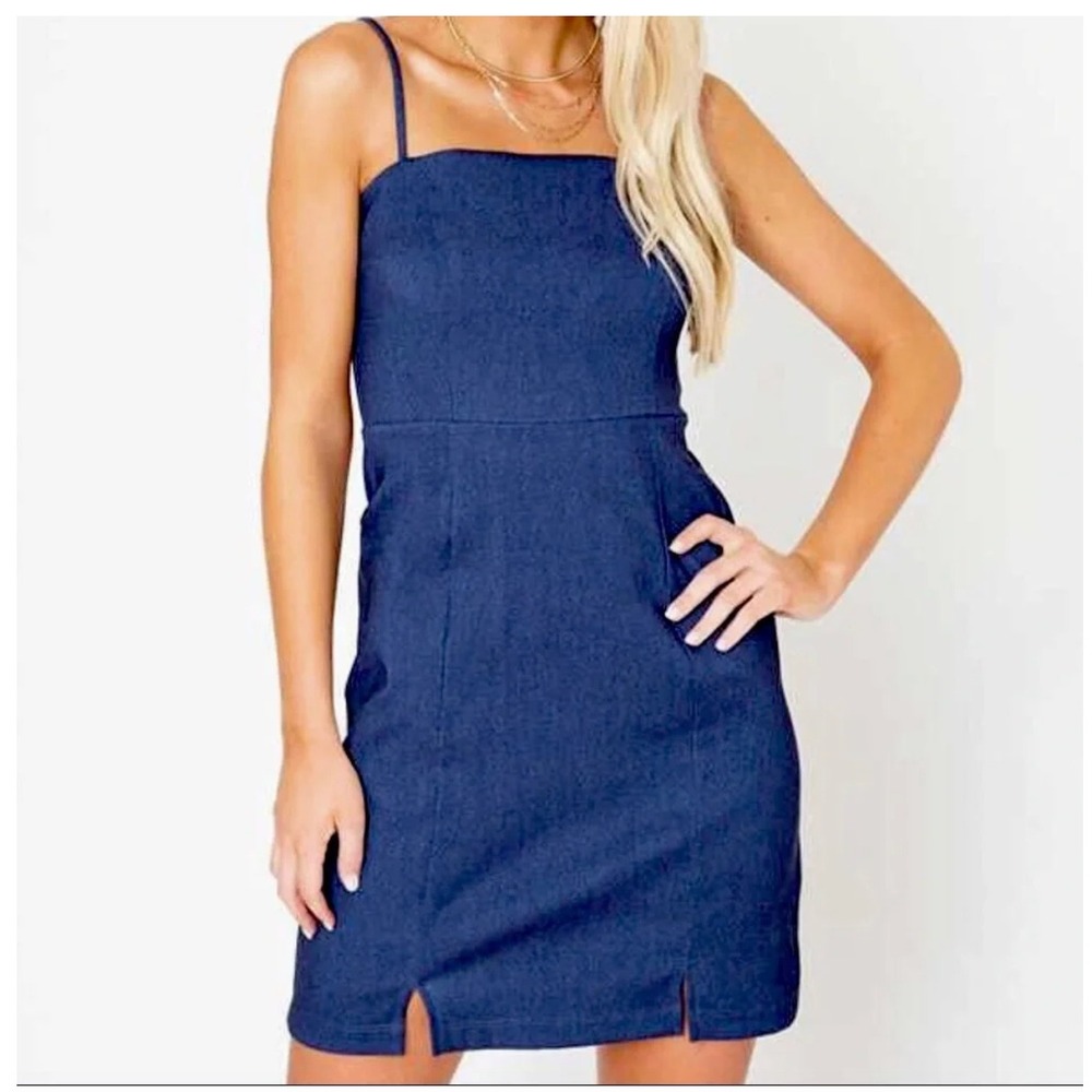 Altardā State Chambray Denim Mini Dress 90s Y2K Preppy Large